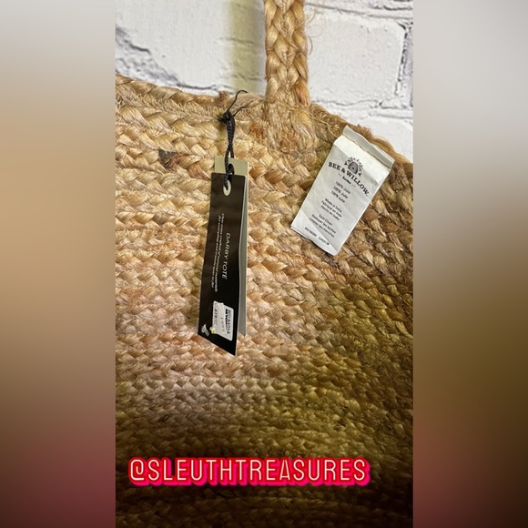 NWT BEE & WILLOW Home Large Darby Tote Purse Tan 100% Natural Floral Print - Picture 5 of 5